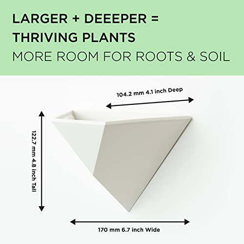 Itera Hanging Geometric Triangle Planter-Indoor/Outdoor White Plant Holder With Modern Floating Design (Set Of 3) Low Poly #TOP4