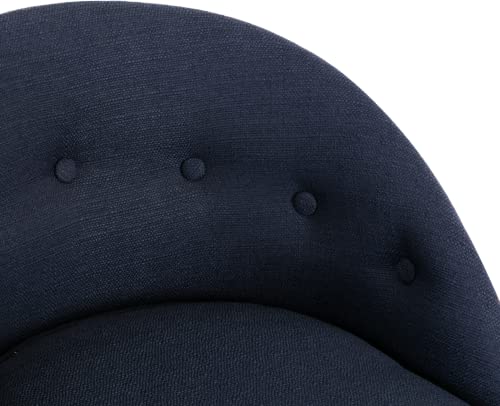 Shunzhi Swivel Bar Stools Set Of 3 Modern Counter Height Tufted Stools 360 Degree Bar Stools With Wing-Back And Wooden Legs 26 Inches Linen Dining Stools For Kitchen Island/Bar/Dining Room, Navy Blue #TOP4