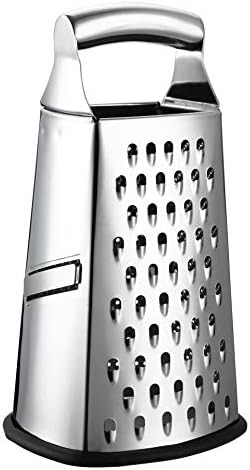 Spring Chef Box Grater, Stainless Steel with 4 Sides, Best for Parmesan Cheese, Vegetables, Ginger, Large Size