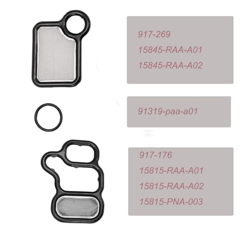 Image of 15845-RAA-A01 VTEC Solenoid Gasket kit, VTC Solenoid Spool Valve Cover with VVT Solenoid O Ring fit for 2002-2015 Honda Accord Element Civic CRV Si Acura RSX Type S TSX 91319-PAA-A01 (917-176)