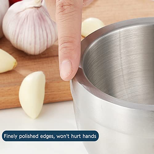 Locci Mortar And Pestle Set Large, Molcajete, Pill Grinder Guacamole Muddler And Bowls Herb Pesto Spice Crusher, 18/8 Stainless Steel (Large-5Inches) #TOP6