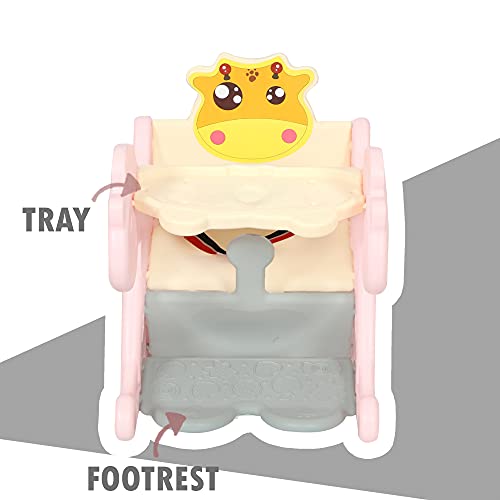 ehomeKart-Rocking-Horse-Chair-For-Kids-With-Food-Tray-2-In-1-Plastic-Rocker-Chair-Horse-Ride-On-Toy-Perfect-For-Indoors-Outdoors-Age-12-Months-3-Years-Boys-And-Girls-Pink
