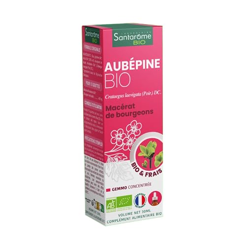 Santarome Bio - Gemmo Aubépine Bio | Complément Alimentaire Anti-Stress | Régule le Rythme Cardiaque - Bourgeon Frais d'Aubépine Bio | Flacon Pipette 30 ml | Made In France | Végan