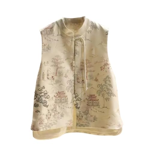 Gilet chinois style vintage costume tang brodé femme pour l'été