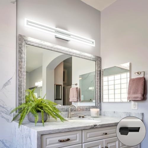 Image of SOLFART Bathroom Lighting Fixtures Brushed Nickel Led Modern Vanity Light 40 Inch 5 Color Adjustable 5CCT