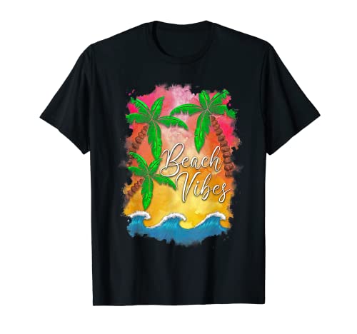 Verano Top Casual Playa Playa Vibes Palmeras Camiseta