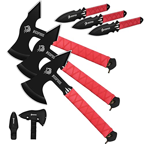 NedFoss Throwing Knives and Throwing Axes, Throwing Products Pack of 6, 11.7