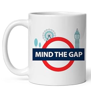 Mind the Gap Mug Women Men Ceramic Mugs Tea Coffee Cup with Handle Cute White - 11 oz Funny Novelty Nice Graphic Design Print for Kitchen ID44994 Mind the Gap Mug Women Men Ceramic Mugs Tea Coffee Cup with Handle Cute White 11 oz Funny Novelty Nice Graphic Design Print for Kitchen ID44994