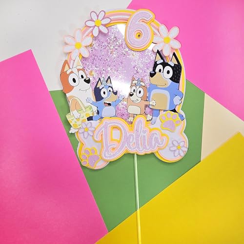 Personalized 3D Glitter Cartoon Cake Toppers