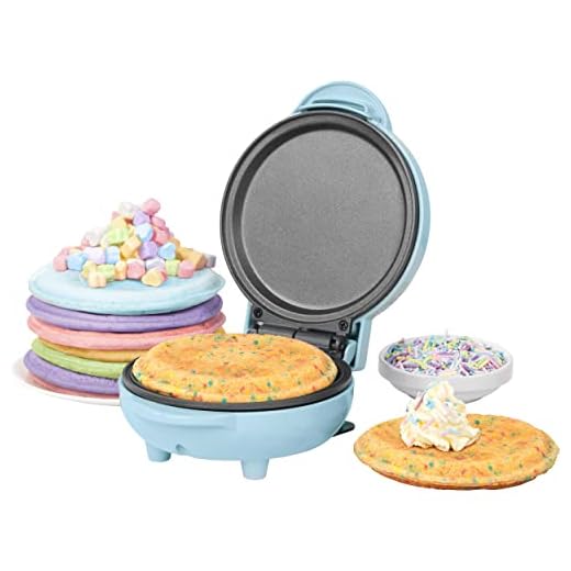 Petra PT4215BLNVDEEU7 Aparato Para Preparar Aperitivos Compacto Y Multiuso Con Placa Antiadherente, Fácil De Limpiar, 11.5 cm, Portátil, Para Prepara Tortitas, Galletas Y Helado, 550 W, Azul Pastel