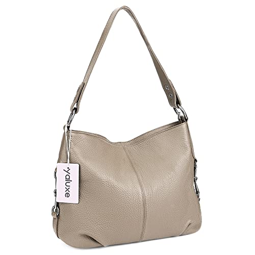 Image of YALUXE Women's Real Leather Shoulder Bags Hobo Handbag Purse Crossbody Bag