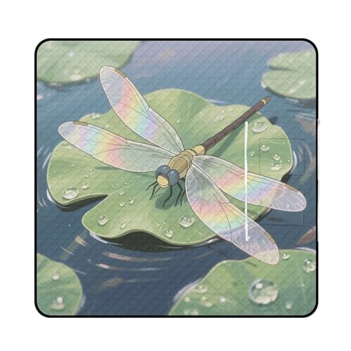 Image of FekiLoot Outdoor Picnic Blanket Waterproof Foldable Beach Blankets Crystal Dragonfly Extra Large Lightweight Picnic Mat for Beach, Spring Camping Grass Lawn Park Accessories 200x200cm