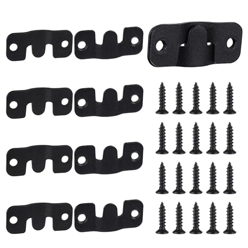 Image of Yuanchu Interlocking Flush Mount Bracket, 5 Pairs Picture Hanging Hooks with Screws Stainless Steel Heavy Duty Photo Frame Hook Furniture Connector Wall Mount Hardware(1.7x0.7in,1.7x0.7in)