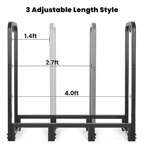 Amagabeli Garden & Home LOGRACK01 4Ft Firewood Log Rack Outdoor Indoor Log Holder Heavy Duty Wrought Iron Fire Wood Holder Stand Tubular Wood Pile Lumber Storage Stacking Log Bin Black thumb #4