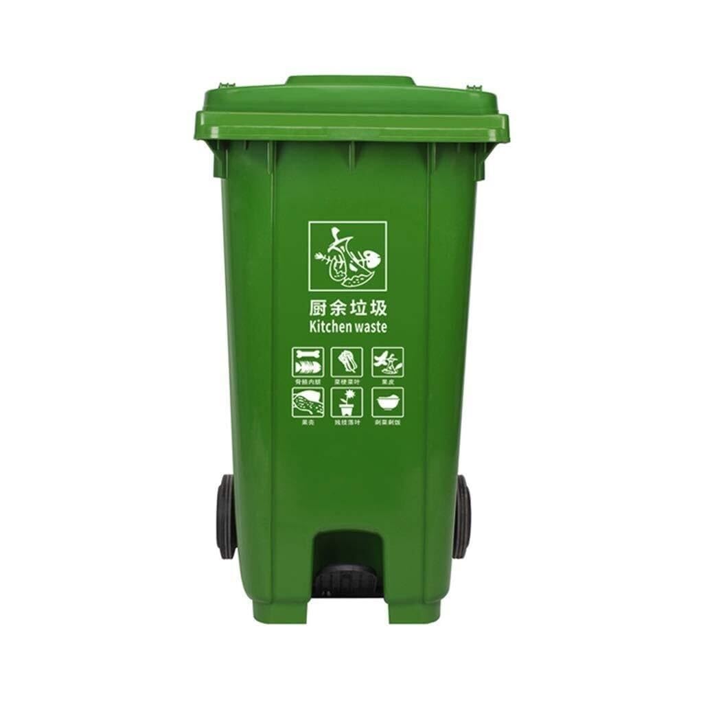 Zewnętrzny kosz na śmieci o dużej pojemności Gruby plastikowy kosz na śmieci z pokrywką pojemnik na odpady Trwała kuchnia na zewnątrz (zielony, 120L)