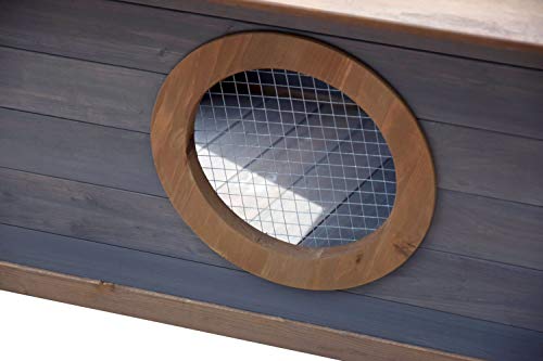 dobar® Große Hundehütte Porch - Hundehaus Massivholz - Hundekäfig Spitzdach mit Veranda - Holzhütte für Mittelgroße Hunde Haustierhütte wetterfest - 146,3 x 90 x 96 cm - Grau