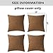 Home Brilliant Brown Pillow Covers Set of 4 Spring Decor Burlap Lined Linen Square Throw Pillowcase Cushion Covers for Bench, 4 Pack, 18x18(45cm), Brown
