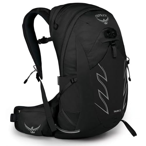 Osprey Talon 22L Men’s Hiking Backpack with Hipbelt, Stealth Black, L/XL
