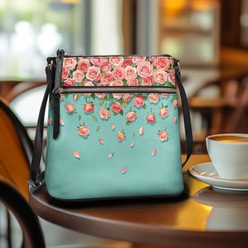 Image of Leather Purses for Women, Leather Hobo Bags for Women Travel Sling Purse Triple Zippered Pockets Shoulder Bag