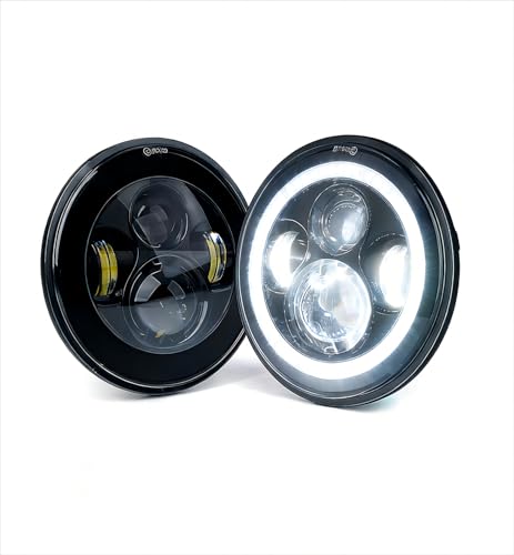 Image of Multi-Color 90W LED Halo Headlights Compatible with 07-18 Jeep Wrangler JK | Aluminum Housing, PC Lens, DOT Approved, 9600 Lumens, Hi /Lo Beam, Plug N Play, IP67 Waterproof