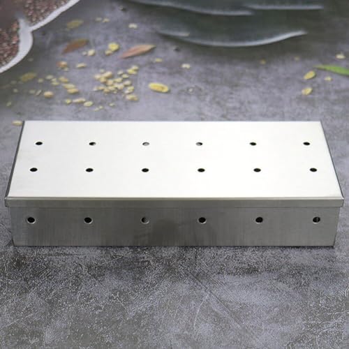 Baokuan Caja para Ahumar De Acero Inoxidable Caja para Ahumar Barbacoas para Astillas De Madera Caja para Ahumar con Orificios En Tapa Accesorios para Fumar para Picnics En Hogar Y Aire Libre - imagen 9