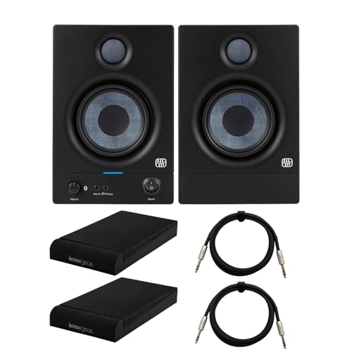 PreSonus Eris 4.5BT 2nd Gen 4.5-Inch Media Reference Monitors with Bluetooth Bundle with Isolation Pads for Speakers (2-Pack) and 1/4-Inch to 1/4-Inch TRS Cable (6-Feet, 2-Pack) (4 Items)