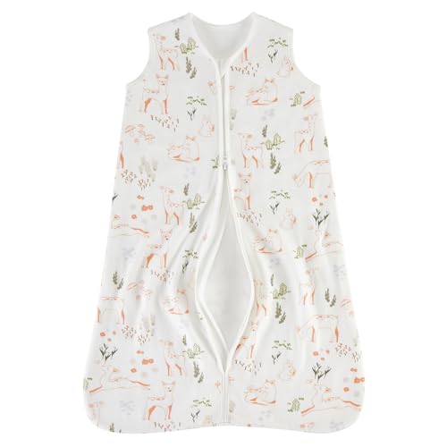 Image of TILLYOU Baby Sleep Sack 0-6 Months TOG 1.5, 100% Cotton Soft Double Zipper Warm Sleeping Sack, Mischievous deer