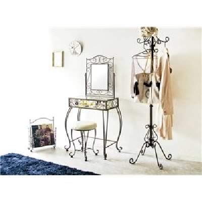 猫足ドレッサー 【丸形スツール付き】 強化ガラス天板/スチール Amazon | 猫足ドレッサー(丸形スツール付き) 強化ガラス天板