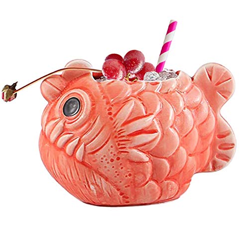 Wued TIKI Mug Creative Tiki Glass for Cocktails Tiki Cup for Tiki Fans Collection,Tiki Bar Party Barware, Ceramic, 22.3 Ounces