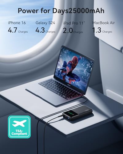 Image of INIU 140W Power Bank, 25000mAh High Capacity USB C Laptop & Phone Portable Charger, Fast Charging Flight Cruise Ship Travel Essential Mini Battery Pack for College Students Travelers Boys Girls, Red
