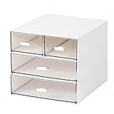 MILULUGO Makeup Organizer with 4 Drawers, Desk Organizer, Cosmetics Storage Box for nail polish, Lipstick, Brushes, Jewelry, Skincare, Bathroom Organization Boxes - White