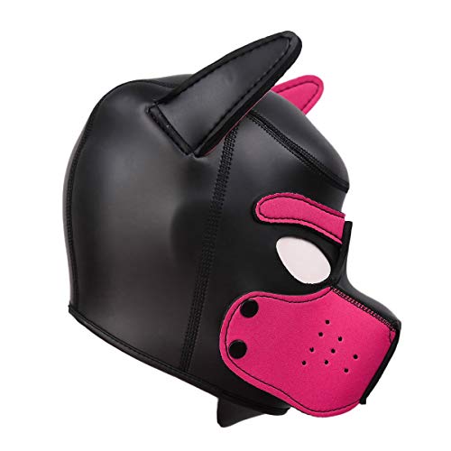 HOT TIME Neoprene Puppy Hood Custom Animal Head Mask Novelty Costume Dog Head Masks (Small, Pink)