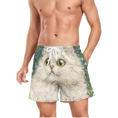 Pantalones cortos de natación que secan rápido con estampado original de gatos