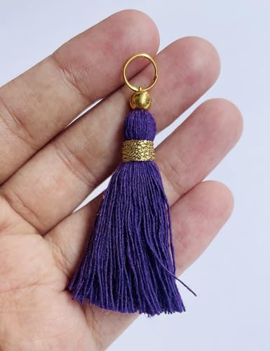 Image of Zippy Flora Micro 1.5 inch Length Cotton Handmade Tassels for Saree /Blouse /Dupatta /DIY /Decor (Pack of 12) (Dark Purple)