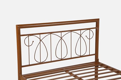 Image of Kovu Metal Single Size Bed Without Storage | Wrought Iron Single Bed with Headboard & Footboard| Sturdy Powder Coated Platform Cot for Bedroom, Living Room, (Kovu Brown)