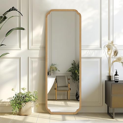 WallBeyond Full Length Mirror Wall Mounted 65"x22", Rustic Wooden Frame Floor Mirror, Large Full Body Mirror for Bedroom, Leaning or Hanging Against Wall (Natural Solid Wood) - Image 3
