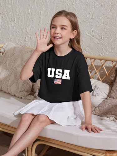 Image of ZDC Girls Athletic Oversized Crop Tops Kids Drop Shoulder Short Sleeve T Shirts Workout Tees
