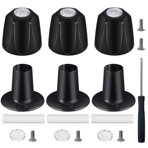 Black Shower Knob Replacement Kit,Shower Knobs Include Base Connectors by YURUZH - Used condition - US$17.60