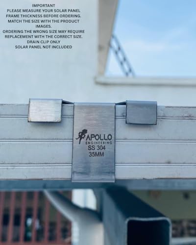 Image of Apollo SS304 Solar Panel Drain Clip | Stainless Steel Auto Water Drain Clip for Solar Panel Frame | Check Frame Thickness Before Order | Prevent Water Stagnation, Dark Spots & Fire Risk (40mm)