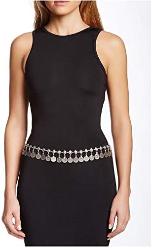 idealway Gypsy Silver Dangle Coins Belly Chain Hippie Boho Belt Belly Dance Chain Body Jewelry - Image 9