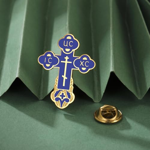 Image of TEAMER Cross Brooch Lapel Pin For Men Russian Orthodox Crucifix Eastern Church Cross Tie Pins Religious Christian Prayer Jewelry