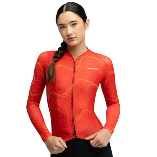 SIROKO - Maillot Ciclismo Manga Larga para Mujer M2-W Glandon - S - Rojo