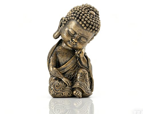 BOIHEGU Baby Buddha Statue Indoor Decor, 8 inch Resin Thinking Buddha Statue Spiritual Room Decor Zen Gifts