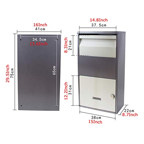 Large Package Delivery Box - Fits Medium Parcels & Small Packages - Parcel Box - Steel Freestanding Floor Parcel Lockable Drop Slot Mail Box - 2 Spare Keys #TOP4