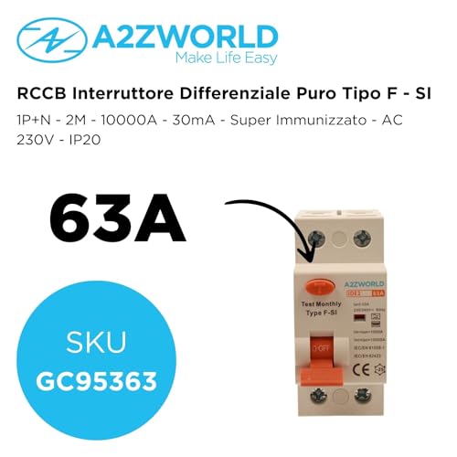 Miniatura 2 de Disyuntores Diferencial Tipo F-Si Super Inmunizado 63a, Rccb 1p N 10ka 30ma 2 Módulos , Ideal Para Instalaciones Con Inversores, Bombas De Calor, Aire Acondicionado, Ups Y Cargadores Wallbox