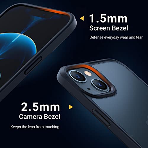 TORRAS Guardian Shockproof for iPhone 13/14 Case, [Military-Grade Drop Tested] Durable Protective Matte Hard PC Back Slim Thin DIY-Buttons for iPhone 13/14 Case, Translucent Black