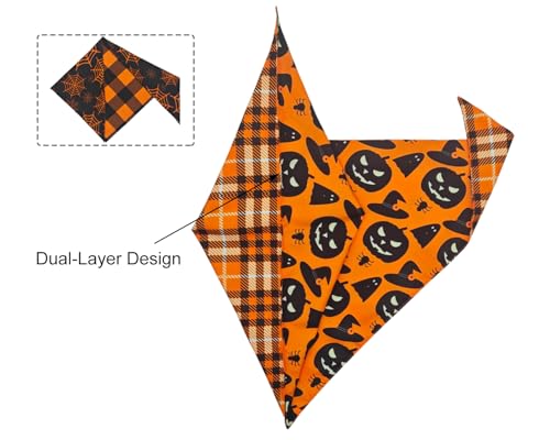 2PCS-Fall-Dog-BandanasHalloween-Dog-BandanasOne-Side-Orange-PlaidThe-Other-Side-Pumpkin-or-Spider-Web-BibsHoliday-Pet-Scarf-for-Boy-and-Girl-DogsThanksgiving-Pet-Outfit-for-Medium-to-Large-Dogs 2PCS Fall Dog BandanasHalloween Dog BandanasOne Side Orange PlaidThe Other Side Pumpkin or Spider Web BibsHoliday Pet Scarf for Boy and Girl DogsThanksgiving Pet Outfit for Medium to Large Dogs