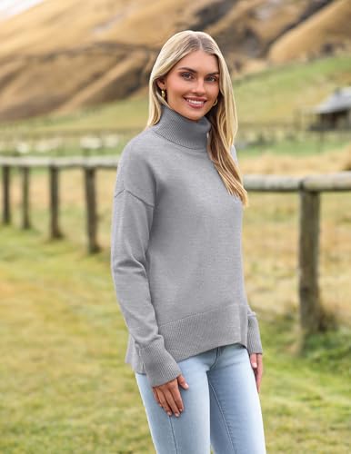 Image of Zeagoo Women's Turtleneck Sweater 2026 Fall Winter Chunky Knitted Pullover | High Low Hem Trendy Basic Jumper Top, Long Sleeve Casual Knit Pullover 2026, Fall Fashion Outfits, Winter Clothing for Women