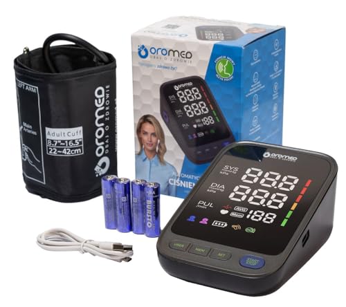 oromed ORO-N15 Professional - Tensiómetro electrónico para brazo (medición en alemán, inflar y desinflar automáticamente, pantalla LED, 2 usuarios con 120 memorias), color negro
