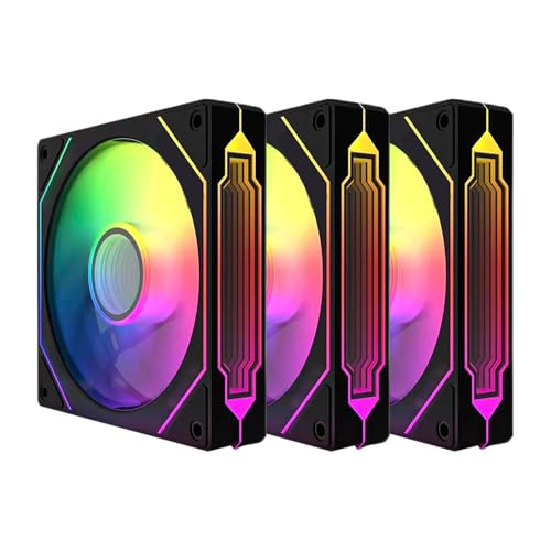 Image of Prism4 Pro X3 120mm ARGB Reverse Case Fans,Infinity Mirror RGB Light Effect 5V 3PIN Motherboard Light Sync 800~1800RPM PWM PC Fan Suitable for Computer Case(Triple Pack Black)